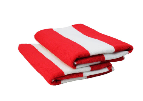 Lushomes Microfibre Towel, Quick Dry Bath Towel for Men Women kids, Large Size Towel Set of 2, Cabana Stripes,  24 x 52 Inch, home décor Items, 225 GSM  (62x132 Cms, Set of 2, Red)