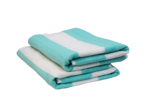 Lushomes Microfibre Towel, Quick Dry Bath Towel for Men Women kids, Large Size Towel Set of 2, Cabana Stripes,  24 x 52 Inch, home décor Items, 225 GSM (62x132 Cms, Set of 2, Green)