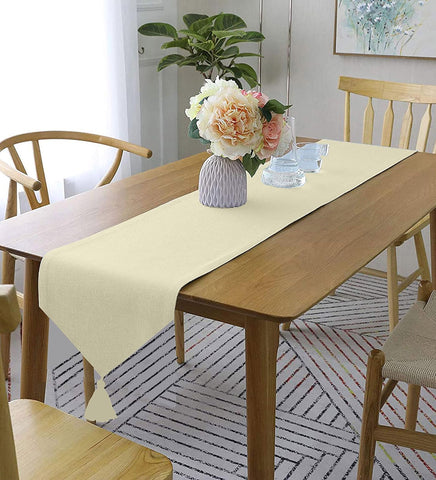 Lushomes Beige Classic Cotton Dining Table Runner with Coordinating Cotton Tassel, table runner for 6 seater dining table, for centre table,  for dining table (Single Pc, 13” x 72”, 33 x 183 Cms)