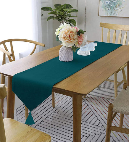 Lushomes Royal Green Classic Cotton Dining Table Runner with Coordinating Cotton Tassel, table runner for 6 seater dining table, for centre table,  for dining table (Single Pc, 13” x 72”, 33 x 183 Cms)