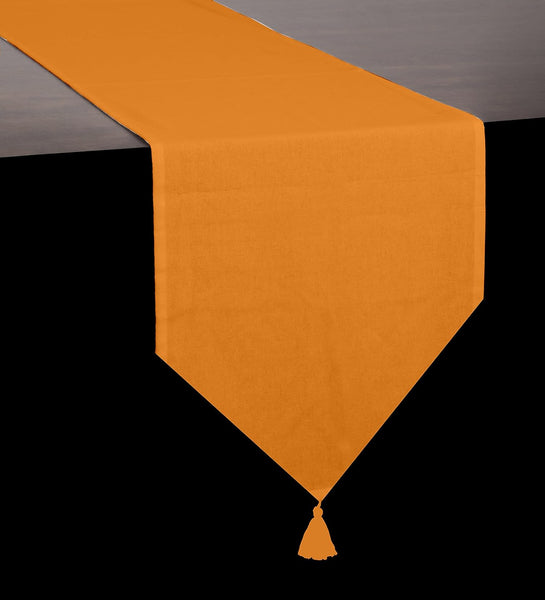 Lushomes Fancy Orange Classic Cotton Dining Table Runner with Coordinating Cotton Tassel, table runner for 6 seater dining table, for centre table,  for dining table (Single Pc, 13” x 72”, 33 x 183 Cms)
