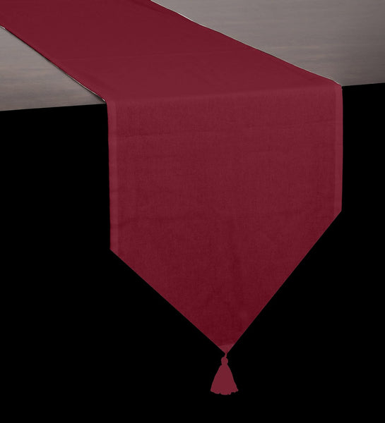 Lushomes Maroon Classic Cotton Dining Table Runner with Coordinating Cotton Tassel, table runner for 6 seater dining table, for centre table,  for dining table (Single Pc, 13” x 72”, 33 x 183 Cms)