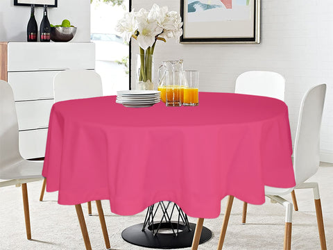 Lushomes Rose Pink Classic Plain Dining Table Cover Cloth, Round Table Cover, table cloth, table cover (Size 60” Round, 4 Seater Round/Oval Table Cloth)