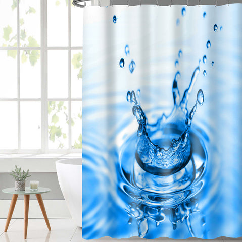 Lushomes shower curtain, Drop Printed, Polyester waterproof 6x6.5 ft with hooks, non-PVC, Non-Plastic, For Washroom, Balcony for Rain, 12 eyelet & 12 Hooks (6 ft W x 6.5 Ft H, Pk of 1)