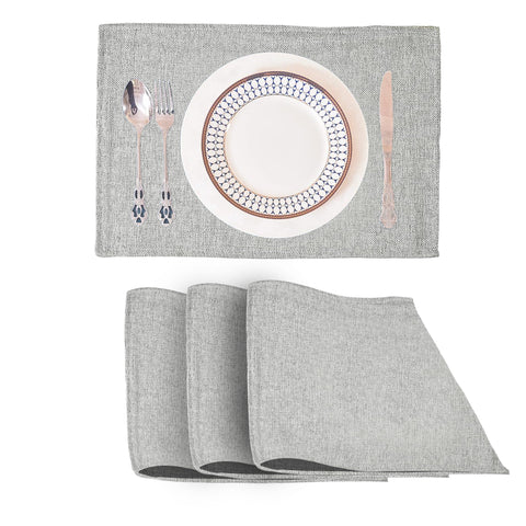 Lushomes Jute Table Mat, Grey Dining Table Mat, table mats set of 4, Also Used as kitchen mat, fridge mat, cupboard sheets for wardrobe, Jute Place mats (Pack of 4, 12x18 Inches, 30x45 Cms)