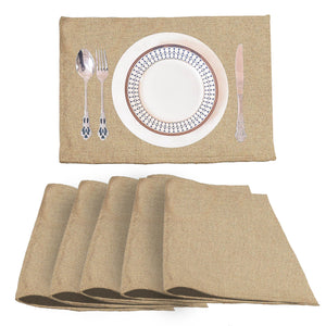Lushomes Jute Table Mat, Beige Dining Table Mat, table mats Set of 6, Also Used as kitchen mat, fridge mat, cupboard sheets for wardrobe, Jute Place mats (Pack of 6, 12x18 Inches, 30x45 Cms)