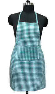 Lushomes apron for women, Green Checks apron for kitchen, kitchen apron for Men Women, waterproof apron, plastic apron Backing for kitchen, Cooking Apron, aprint, kitchen dress (62x82 Cms, Set of 1)