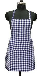Lushomes apron for women, Blue Checks apron for kitchen, kitchen apron for Men Women, waterproof apron, plastic apron Backing for kitchen, Cooking Apron, aprint, kitchen dress (62x82 Cms, Set of 1)