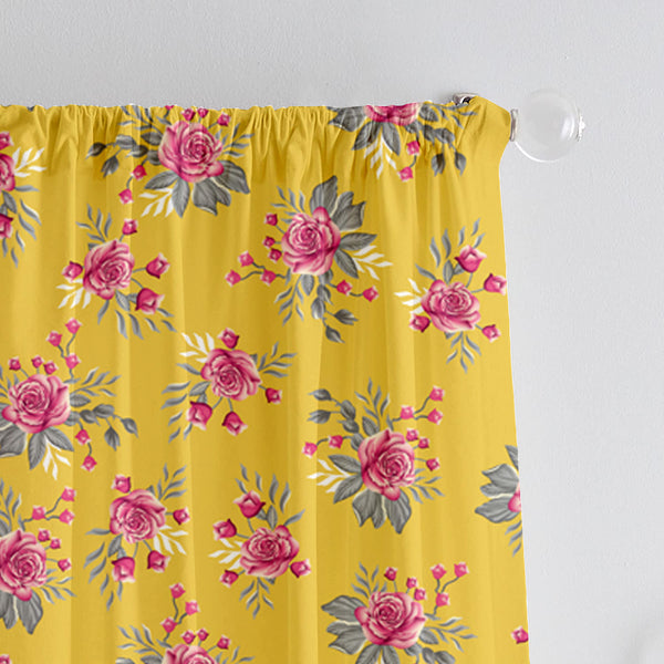 Lushomes window curtains 5 feet set of 2, curtains 5 feet long set of 2, screen for window, curtains for window, Semi sheer curtains, rod pocket curtains (Pack of 2, 57x60 Inch, Yellow Flowers)
