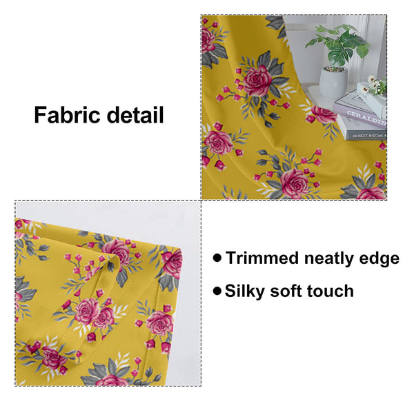 Lushomes window curtains 5 feet set of 2, curtains 5 feet long set of 2, screen for window, curtains for window, Semi sheer curtains, rod pocket curtains (Pack of 2, 57x60 Inch, Yellow Flowers)