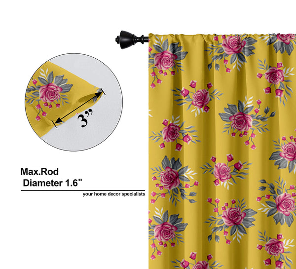 Lushomes window curtains 6 feet set of 2, curtain for windows 6 feet, screen for window, curtains for window, Semi sheer curtains, rod pocket curtains (Pack of 2, 57x72 Inch, Yellow Flowers)