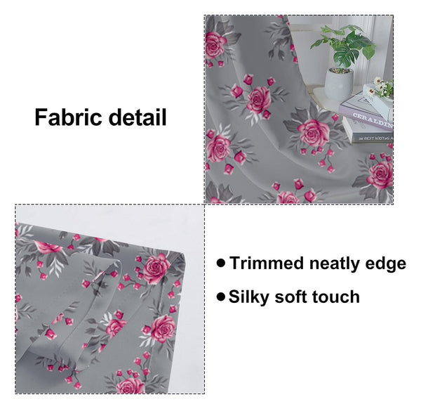 Lushomes curtains 8 feet long set of 2, door curtains 8 ft, door curtain, curtains for bedroom, Semi sheer curtains, rod pocket curtains (Pack of 2, 57x96 Inch, Grey Flowers)