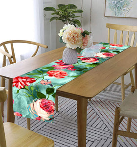 Lushomes table runner, Printed Red & Pink Flower Rectangular Runner, table runner for 6 seater dining table, for Living Room, for Center Table for Coffee Table, Cotton Runner (13x72 Inches,PK of 1)
