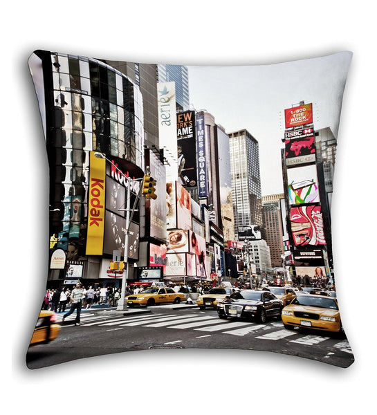 Lushomes cushion covers 16 inch x 16 inch, cusion covers for sofa 16" 16 Digital Printed Times Square Square Festive and Ethnic Cushion Covers (5 Pcs, Size: 16''x16'')