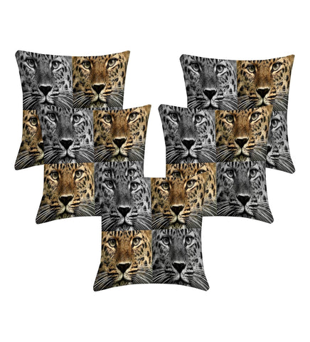Lushomes cushion covers 16 inch x 16 inch, cusion covers for sofa 16" 16 Digital Printed Animal Square Festive and Ethnic Cushion Covers (5 Pcs, Size: 16''x16'')