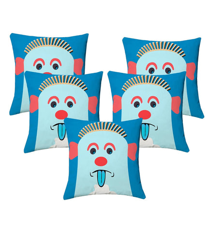 Lushomes cushion covers 16 inch x 16 inch, cusion covers for sofa 16" 16 Kids Digital Printed Expression Square Festive and Ethnic Cushion Covers (5 Pcs, Size: 16''x16'')