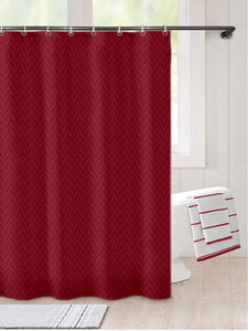 Lushomes Heavy Duty Fabric Shower Curtain, water resistant Partition Liner for Washroom, W4 x H6.5 FT, W 48 x H78 Inches with Shower Curtains 8 Plastic Eyelet, 8 C-Rings (Non-PVC), Colour Maroon