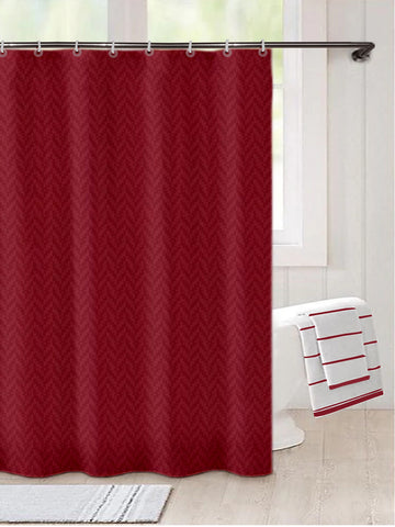 Lushomes Heavy Duty Fabric Shower Curtain, water resistant Partition Liner for Washroom, W4 x H6.5 FT, W 48 x H78 Inches with Shower Curtains 8 Plastic Eyelet, 8 C-Rings (Non-PVC), Colour Maroon
