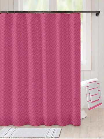 Lushomes Heavy Duty Fabric Shower Curtain, water resistant Partition Liner for Washroom, W4 x H6.5 FT, W 48 x H78 Inches with Shower Curtains 8 Plastic Eyelet, 8 C-Rings (Non-PVC), Colour Pink
