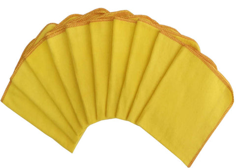 Lushomes Super Soft 10 pcs Flannel Yellow Duster, tea towels kitchen, towels for kitchen use, kitchen towels for wiping utensils (Size: 16x20 Inches, Pack of 10).