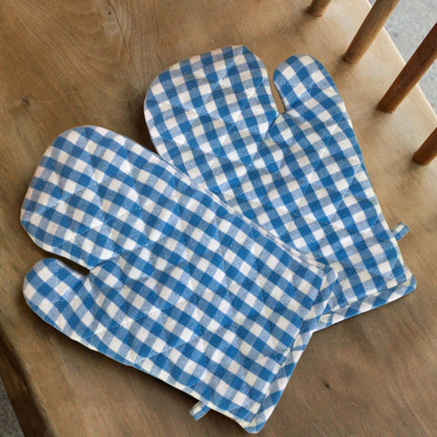 Lushomes oven gloves, Blue Small Checks microwave gloves, oven accessories, kitchen gloves for cooking heat, microwave hand gloves (Size : 7”x13”, 2 PCs)