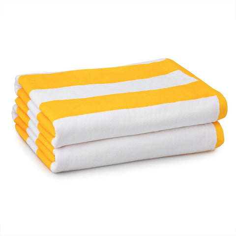 Lushomes Beach Swimming Yellow & White Cabana Cotton Stripe Pool Towel for Mens & Girls Towel, towels for bath, bath towel (36 x 72”, 90 x 180 cms, 750 Grams)