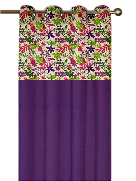Lushomes Cotton Curtains, Cotton Purple Rain Printed Cotton Curtains for Living Room/Home with 8 Eyelets & Printed Tiebacks for Door, door curtains 7.5 feet,  Size: 54x90 Inches,Pack of: 1
