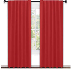Lushomes curtains 7 feet long set of 2, Cotton Curtains, Door Curtains,  red cotton Rod Pocket Curtain and Drapes for Door Size: 137X213 cm,Pack of: 2 (54x84 Inches, Set of 2)