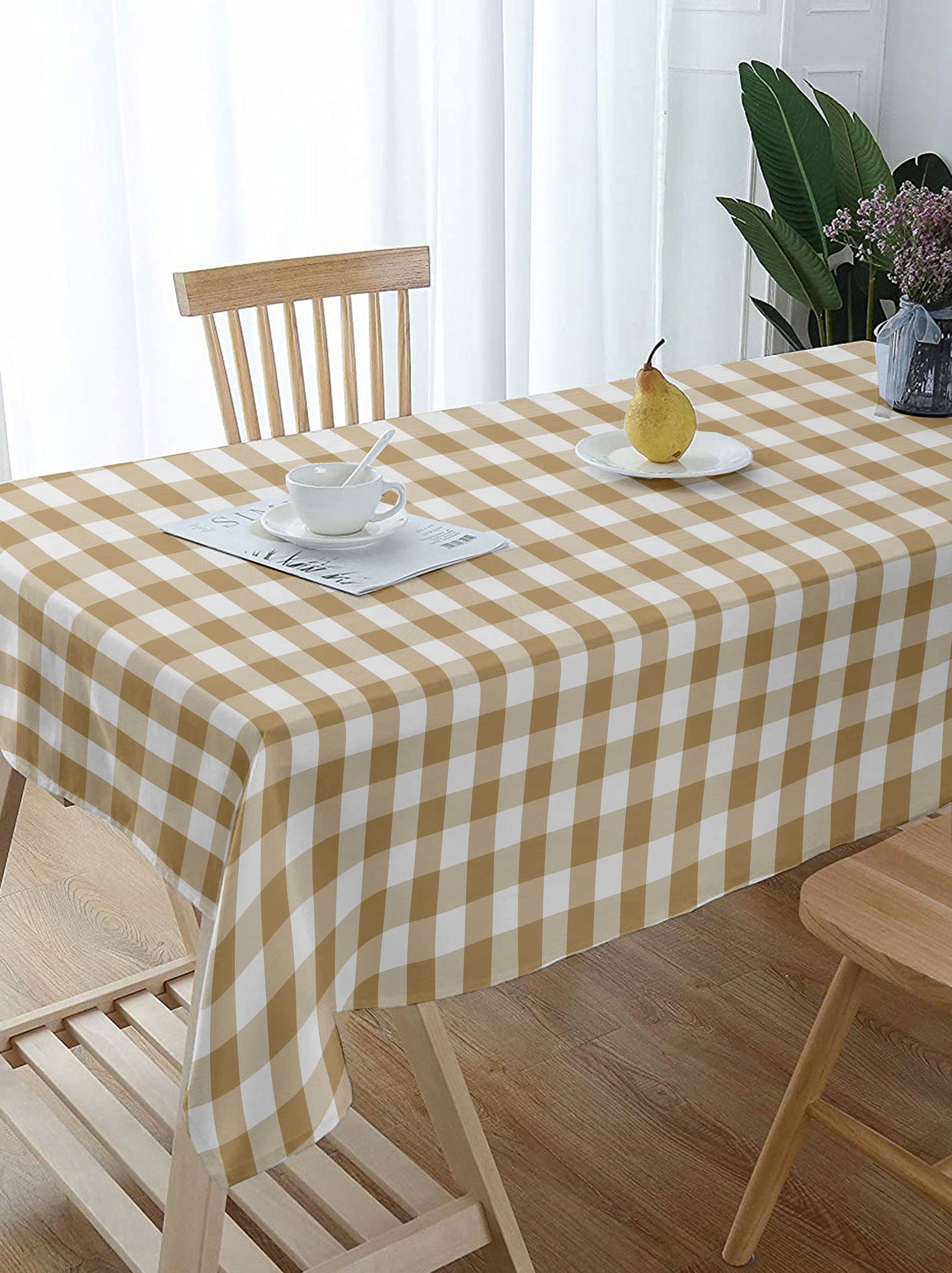 Lushomes table cover, Buffalo Checks Biscuit & White Plaid Dining Centre Table Cover Cloth, home decor items, checked table cloth, centre table cover (Size 36 x 60 Inches , Center Table Cloth)