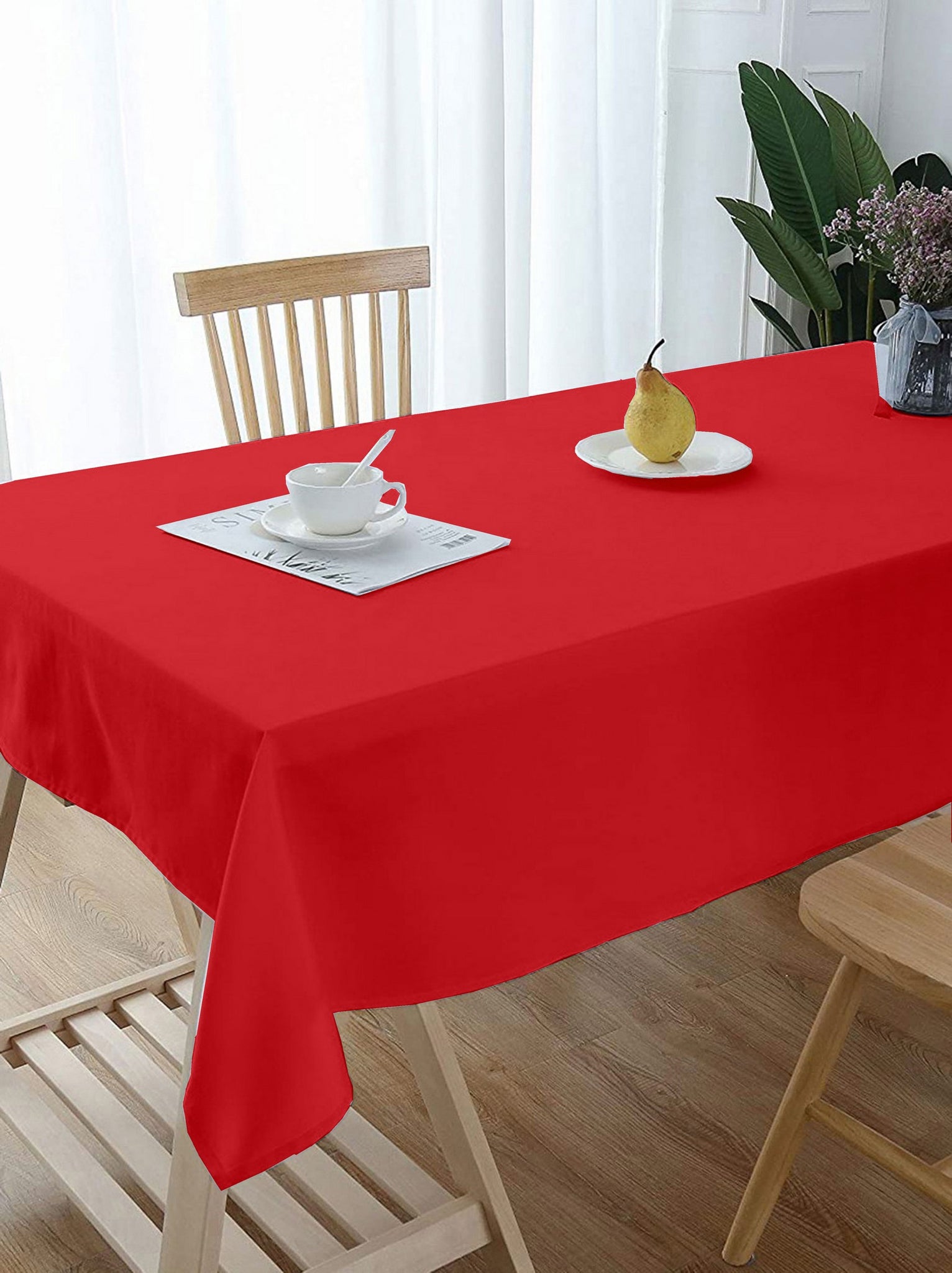 Lushomes center table cover, Tomato Red, Classic Plain Dining Table Cover Cloth,  table cloth for centre table, center table cover, dining table cover (Size 36 x 60”, Center Table Cloth)