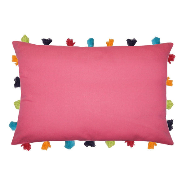 Lushomes Rasberry Cushion Cover with Colorful tassels (5 pcs, 14 x 20”) - Lushomes