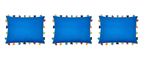Lushomes Sky Diver Cushion Cover with Colorful tassels (3 pcs, 14 x 20”) - Lushomes
