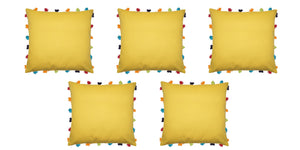 Lushomes Lemon Chrome Cushion Cover with Colorful tassels (5 pcs, 18 x 18”) - Lushomes