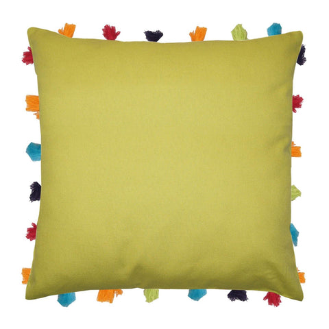 Lushomes Palm Cushion Cover with Colorful tassels (Single pc, 18 x 18”) - Lushomes