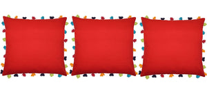 Lushomes Tomato Cushion Cover with Colorful tassels (3 pcs, 20 x 20”) - Lushomes