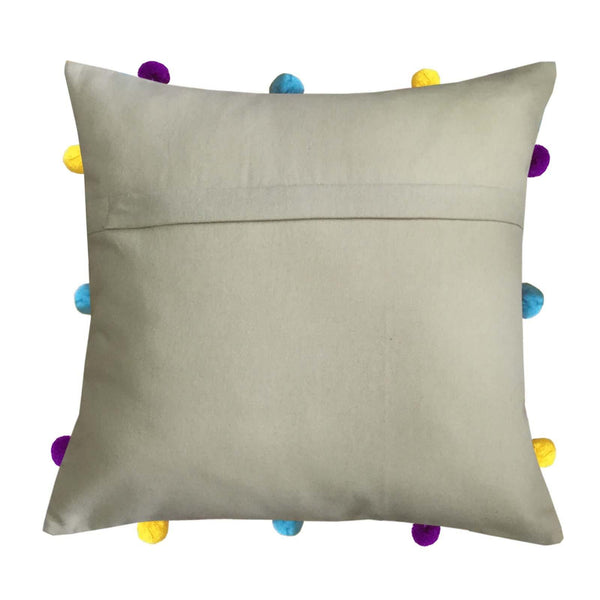 Lushomes Sand Cushion Cover with Colorful pom poms (Single pc, 12 x 12”) - Lushomes
