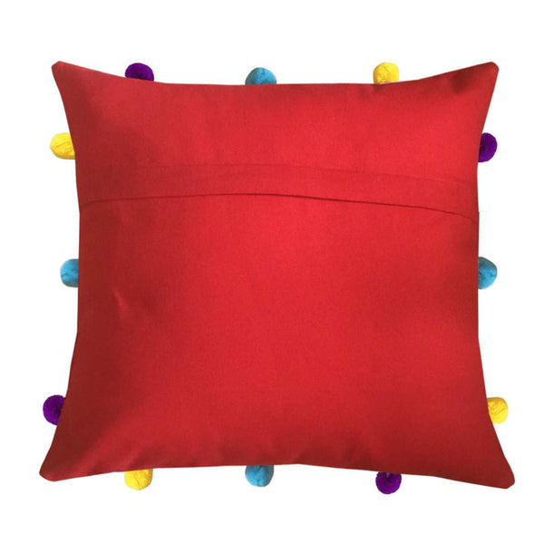 Lushomes Tomato Cushion Cover with Colorful pom poms (5 pcs, 12 x 12”) - Lushomes