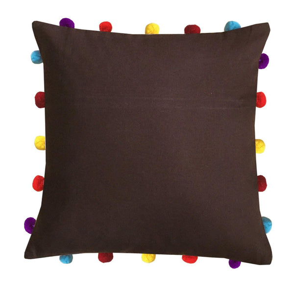 Lushomes French Roast Cushion Cover with Colorful pom poms (5 pcs, 16 x 16”) - Lushomes