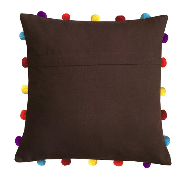 Lushomes French Roast Cushion Cover with Colorful pom poms (5 pcs, 16 x 16”) - Lushomes