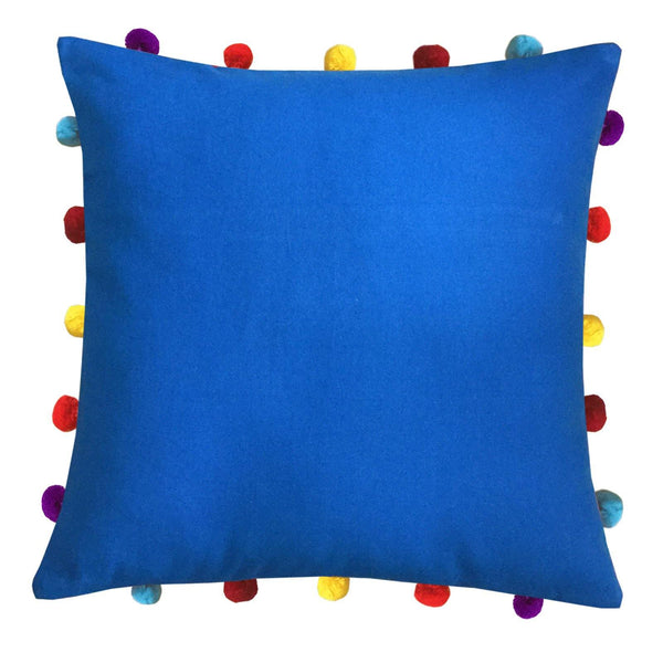 Lushomes Sky Diver Cushion Cover with Colorful pom poms (3 pcs, 16 x 16”) - Lushomes