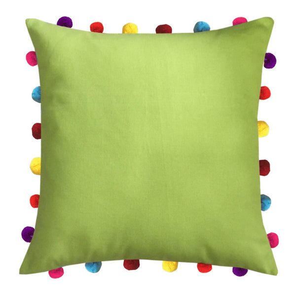 Lushomes Palm Cushion Cover with Colorful Pom pom (3 pcs, 18 x 18”) - Lushomes