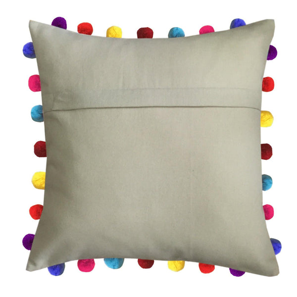 Lushomes Sand Cushion Cover with Colorful Pom Poms (Single pc, 20 x 20”) - Lushomes
