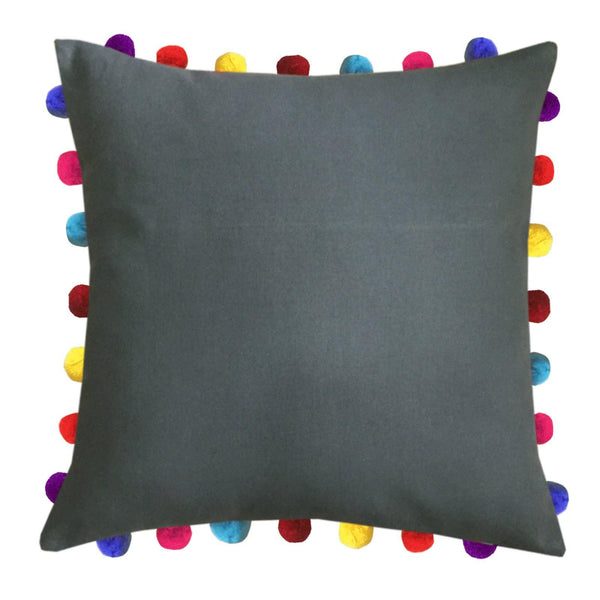 Lushomes Sedona Sage Cushion Cover with Colorful Pom Poms (5 pcs, 20 x 20”) - Lushomes