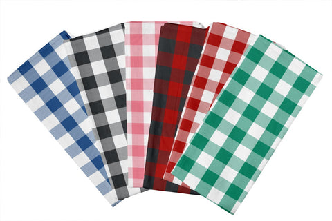 Lushomes Buffalo Checks Parrot Green + Royal Blue + Red & Black + Baby Pink + Red + Black Plaid Dinning Kitchen Napkins, table cloth for 4 seater dining table (Pack of 6, 18 x 28 inches)