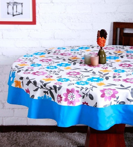 Lushomes Table Cloth, 6 Seater Printed Dining Round Table Cover . (70 inches diameter, Single Pc)