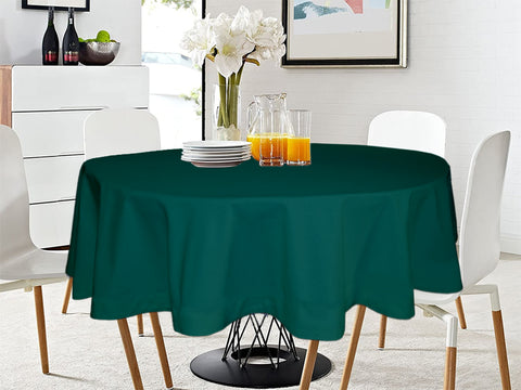 Lushomes Royal Green Classic Plain Dining Table Cover Cloth, Round Table Cover, table cloth, table cover (Size 60” Round, 4 Seater Round/Oval Table Cloth)