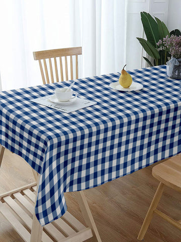 Lushomes Buffalo Checks Royal Blue Plaid Dining Table Cover Cloth, table cloth for 6 seater dining table, table cover 6 seater (Size 60 x 84 inches, 6 Seater Table Cloth)