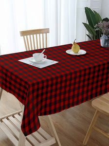 Lushomes Buffalo Checks Red & Black Plaid Dining Table Cover Cloth, table cloth for 6 seater dining table, table cover 6 seater (Size 60 x 84 inches, 6 Seater Table Cloth)