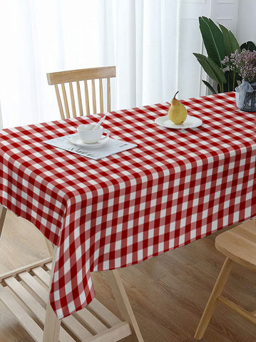 Lushomes Buffalo Checks Red Plaid Dining Table Cover Cloth, table cloth for 6 seater dining table, table cover 6 seater (Size 60 x 84 inches, 6 Seater Table Cloth)