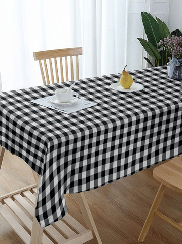Lushomes Buffalo Checks Black Plaid Dining Table Cover Cloth, table cloth for 6 seater dining table, table cover 6 seater (Size 60 x 84 inches, 6 Seater Table Cloth)